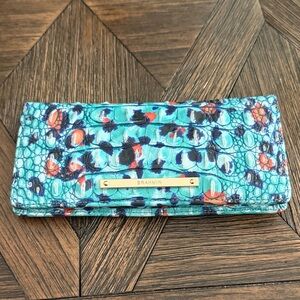 Brahmin Ady Wallet Frisky Melbourne Croc Embossed Leather Red Pink Zip Around